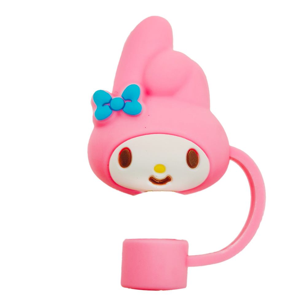 Cute Sanrio gran ojo rana 3D estereoscópica gorra de paja de polvo tapón de paja adecuado para accesorios de paja de 10mm reciclable