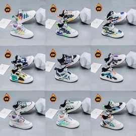 哈菲兔童鞋学生高帮板鞋男女童皮面小白鞋学生百搭休闲篮球鞋批发