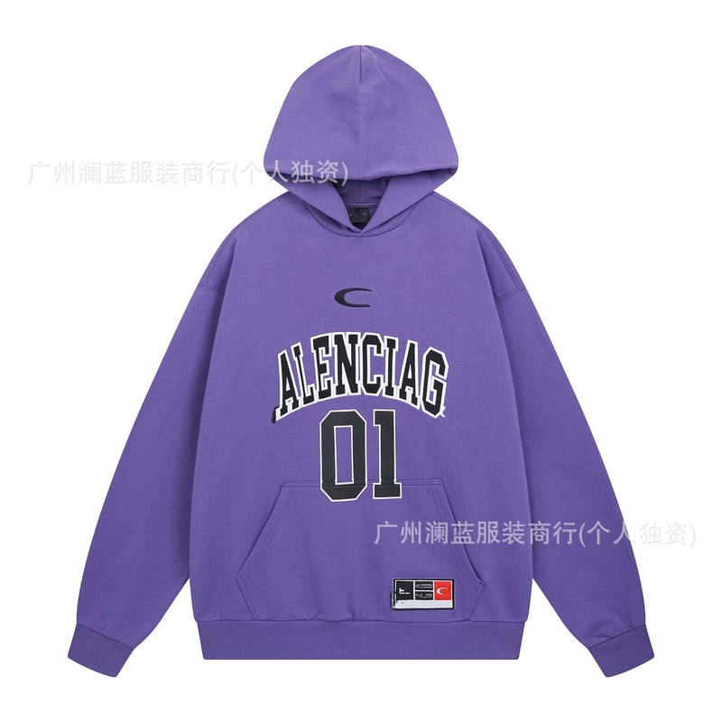 跨境 B家天花板系列25年秋冬新款LOGO刺绣印花巴黎长袖连帽衫卫衣|undefined