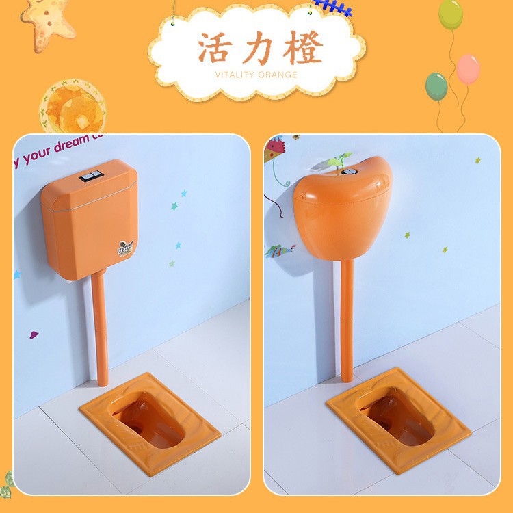 Venta al por mayor niños desodorante de cerámica cuclillas taburete color cuclillas pan cuclillas inodoro jardín de infantes ingeniería manzana tanque de agua OFERTA ESPECIAL image 4