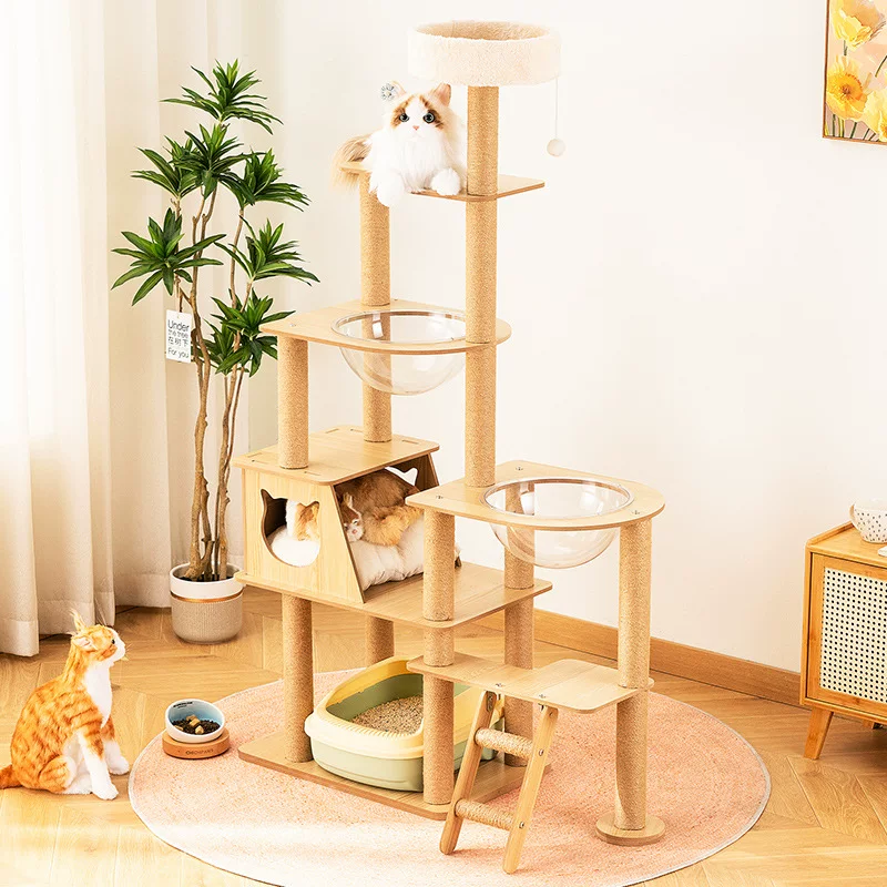 Кошачья лазалка, кошачий домик, кошачье дерево, корпус из массивной древесины, кошачья полка, канат-сизаль игрушка, товары для кошек