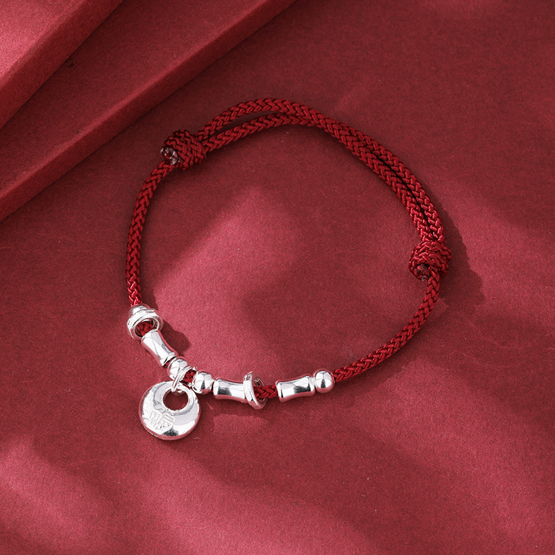 Silver Tuotuo 999 Bolsa de bendición de grasa de plata esterlina Pulsera de cuerda roja tejida Pareja femenina Novias 2025 Regalo de cuerda de mano de Año Nuevo