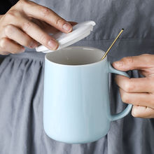 杯子陶瓷杯子马克杯有盖勺子咖啡牛奶茶杯办公水杯女上班族早餐杯