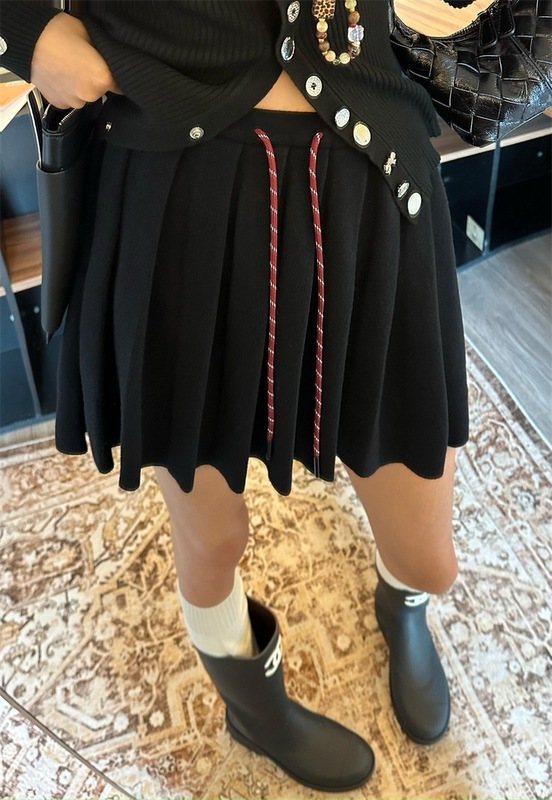 学院风灰色针织百褶半身裙女秋冬2025新款百搭高腰显瘦a字裙短裙|undefined