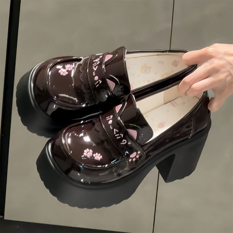 Cute Original Thick-Soled Height-Increasing Daily 2026 High-Heeled Round-Toe Japanese Jk Small Leather Shoes Uniform Shoes Lolita Single Shoes