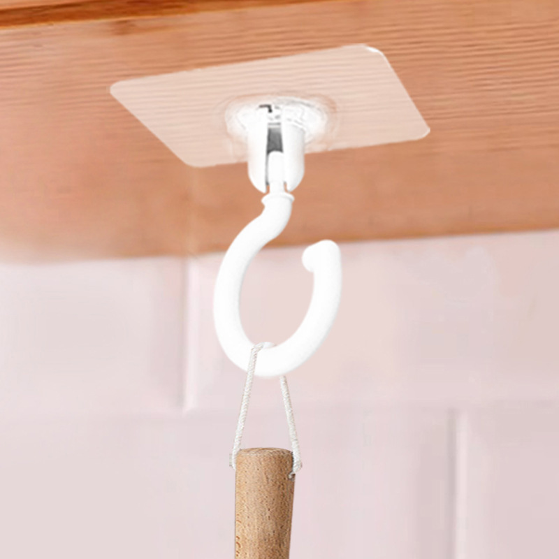 Gancho giratorio de 360 grados sin perforación gancho de pared de techo sin marcas gancho doméstico baño cocina a prueba de humedad multifunción