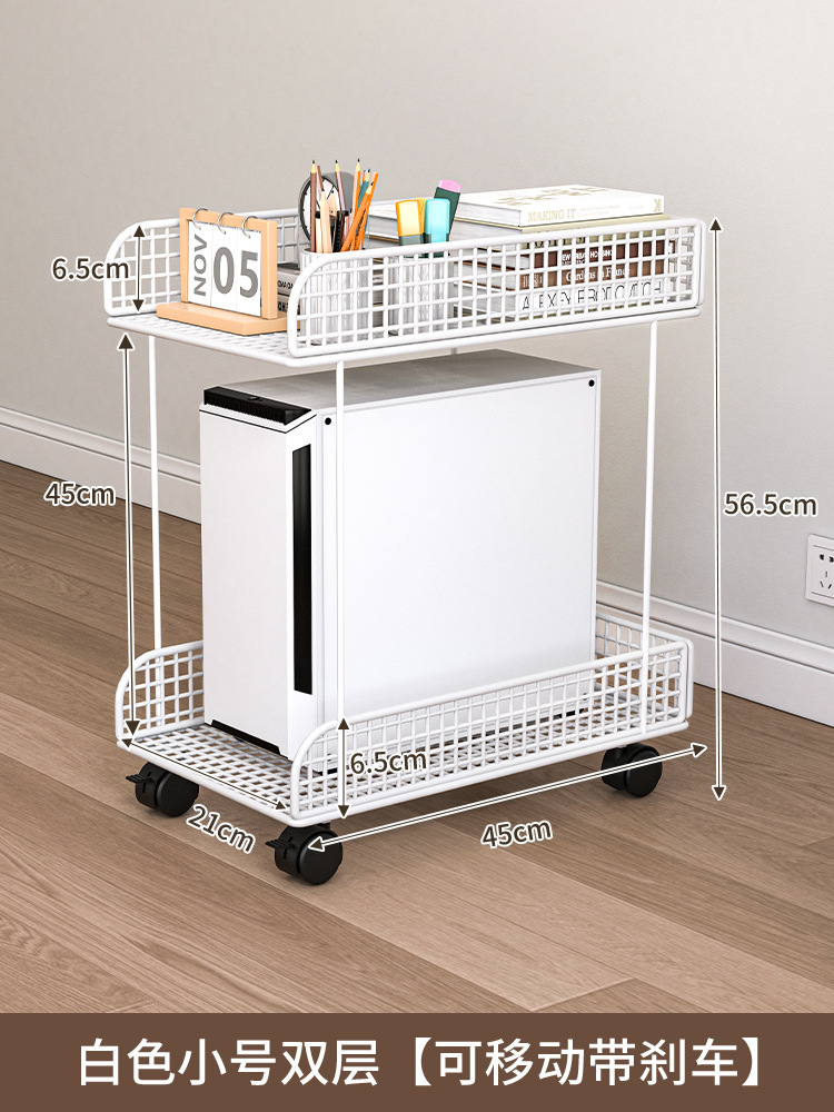 [컴퓨터 호스트 수납선반] 화이트 더블 레이어 소형 사이즈