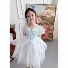 艾莎公主裙 夏季女童連衣裙兒童公主裙愛莎蓬蓬裙泡泡袖連衣裙