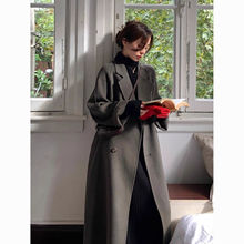 2025秋冬新款韩版毛呢双面羊毛大衣女中长款宽松赫本风羊毛外套