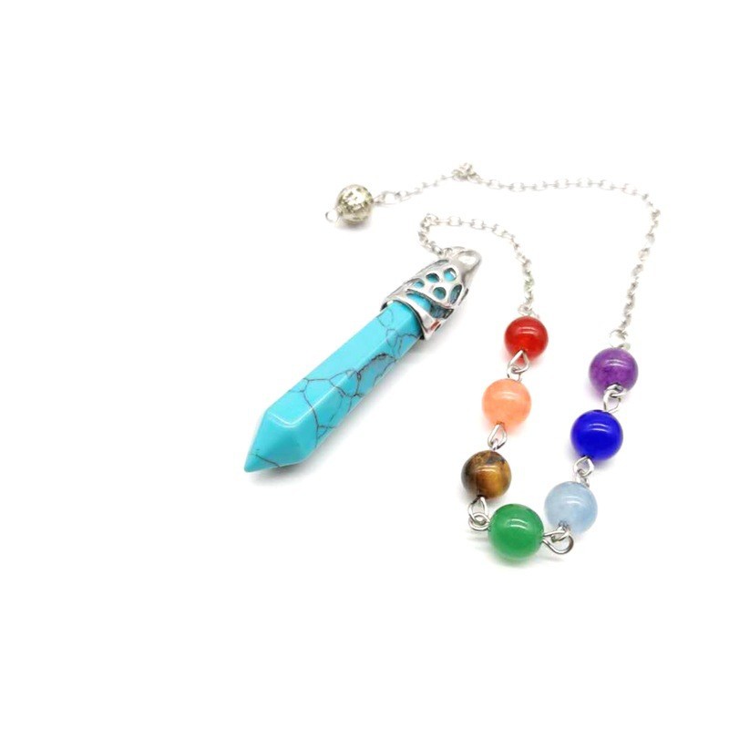 亚马逊天然石水晶玛瑙六角柱项链饰品配件吊坠灵摆挂坠L05