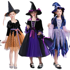 ハロウィンの子供服の女の子のコスプレの女性の巫婆化は演技服の吸血鬼のワンピースのドレスを装います。