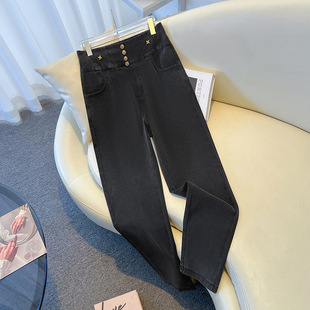 Early spring chubby girl plus size skinny jeans casual high waist high elastic small Straight pencil pants for women 300