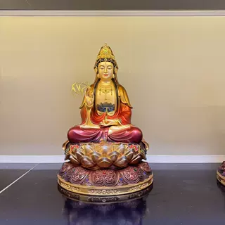 16寸莲花观世音菩萨铜胎做彩家供全堂佛铸造厂三圣佛 三宝佛 如来