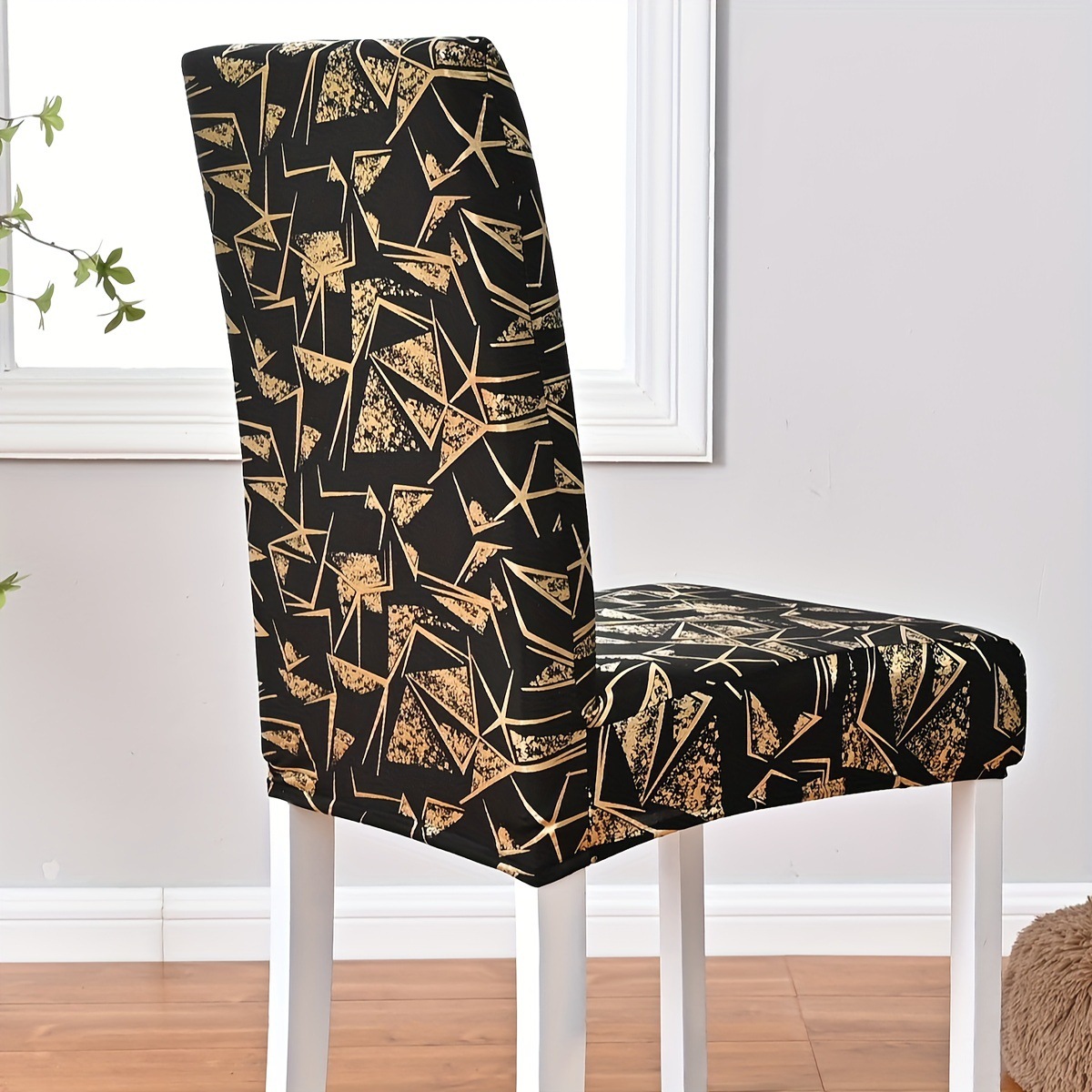 Transfronteriza venta caliente de seda de leche elástica estampada cubierta de silla de geometría hotel de restaurante cubierta de silla TEMU