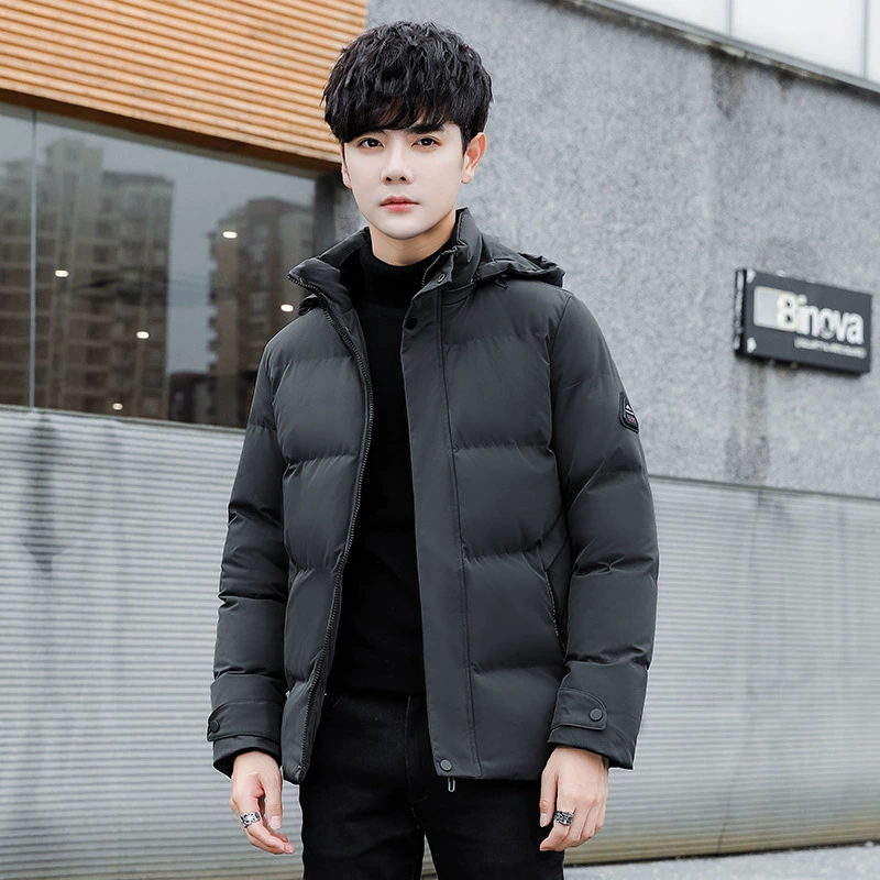 Зимняя мужская хлопчатобумажная повседневная хлопчатобумажная одежда мужская утолщеная куртка с капюшоном теплая и бархатная мода