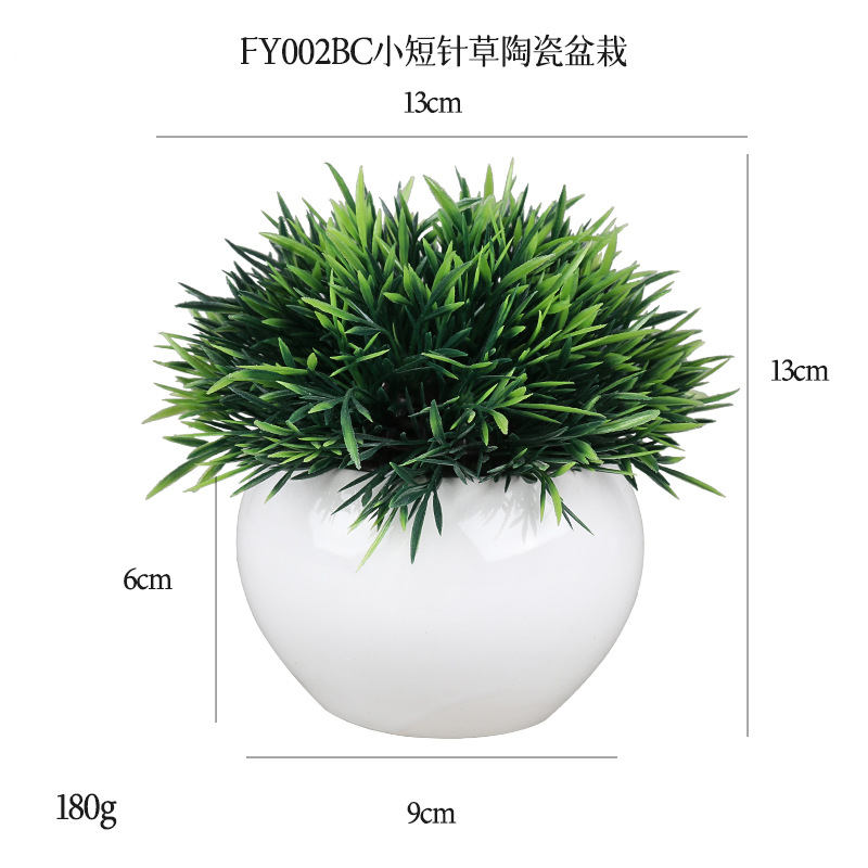Planta Artificial de Bola Verde en Maceta de Cerámica y Plástico Decorativa para Escritorio