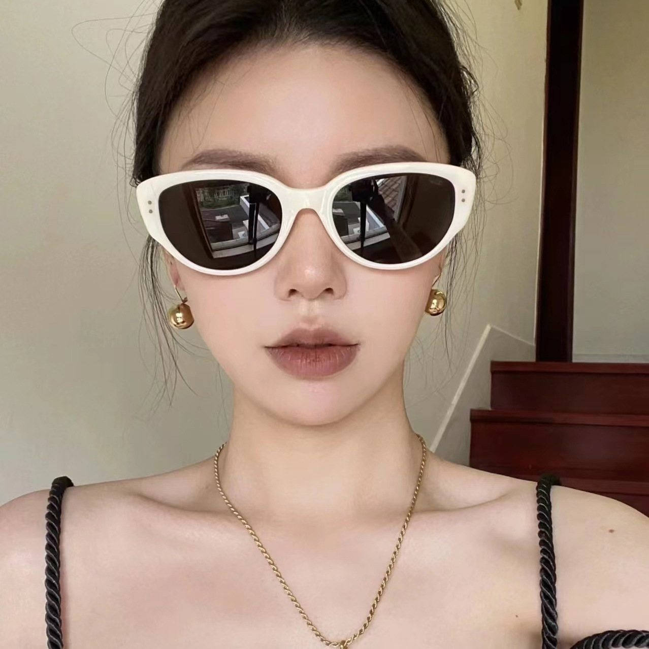 Corea retro CAT EYE gafas de sol chica caliente de moda personalizada sol a prueba de sol gafas de sol a prueba de Wang Jia Internet celebridad ins fabricante en stock