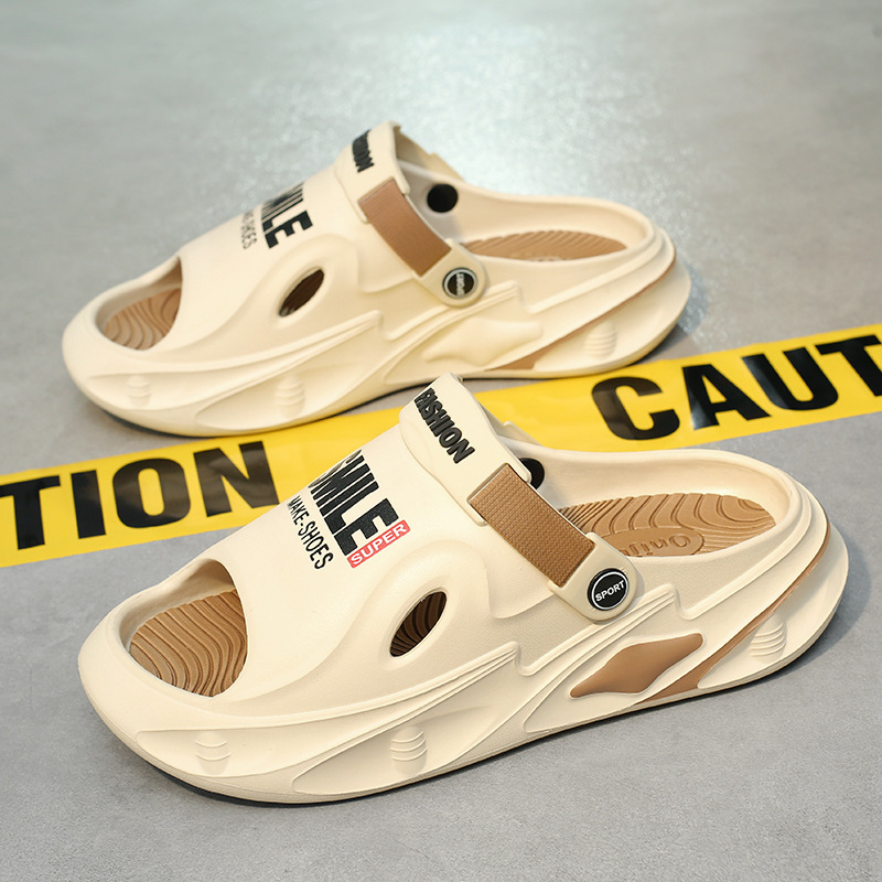 Verano nuevo hombre pisar mierda sensación de conducir zapatillas de sandallas de doble propósito al aire libre zapatos de playa de moda