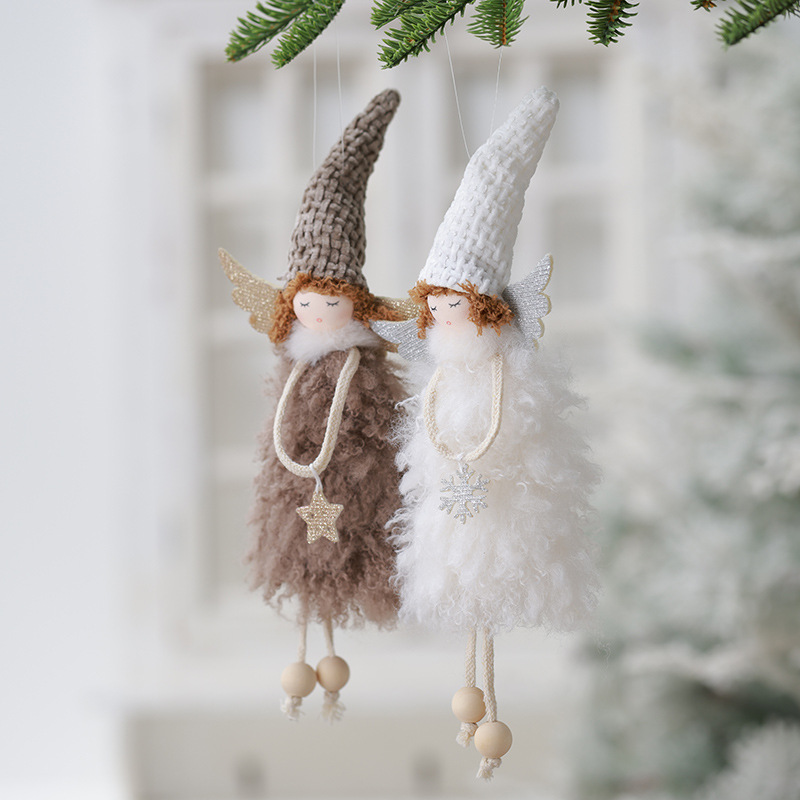 Nuevos productos transfronterizos de navidad Angel Girl Doll Colgante muñeca de peluche de alta calidad Decoración del árbol de Navidad Colgante