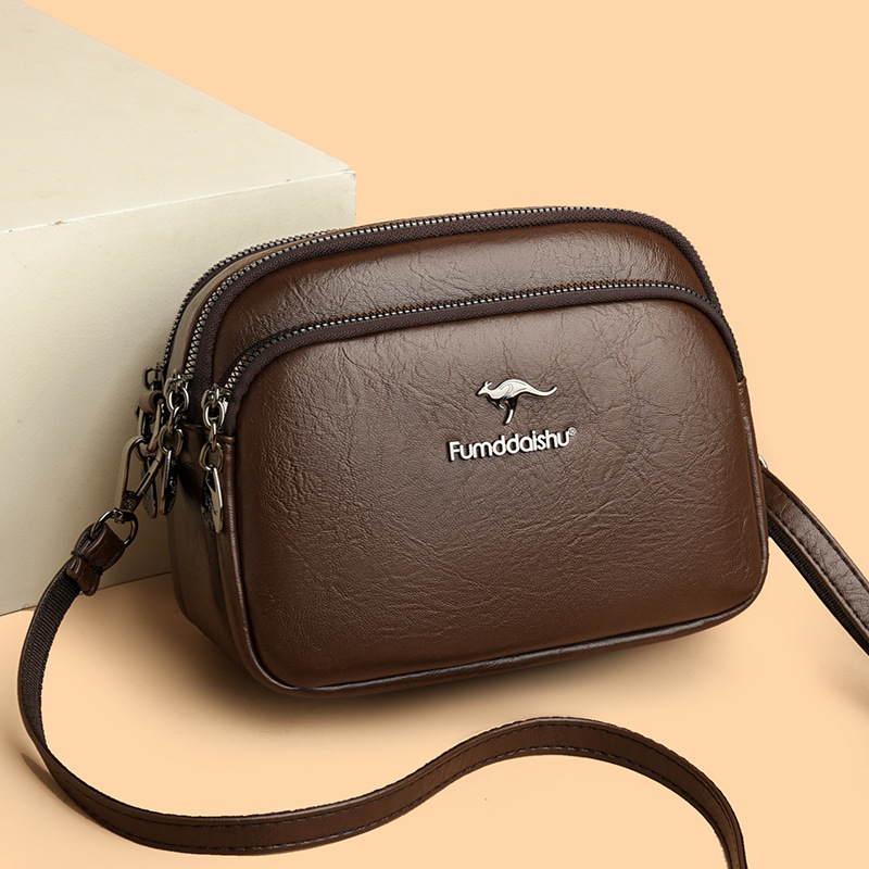 Cross-Border Women's Bags 2026 New Style Casual Versatile Small Square Bag Large Capacity Soft Leather Shoulder Bag Multi-Layer Crossbody Bag