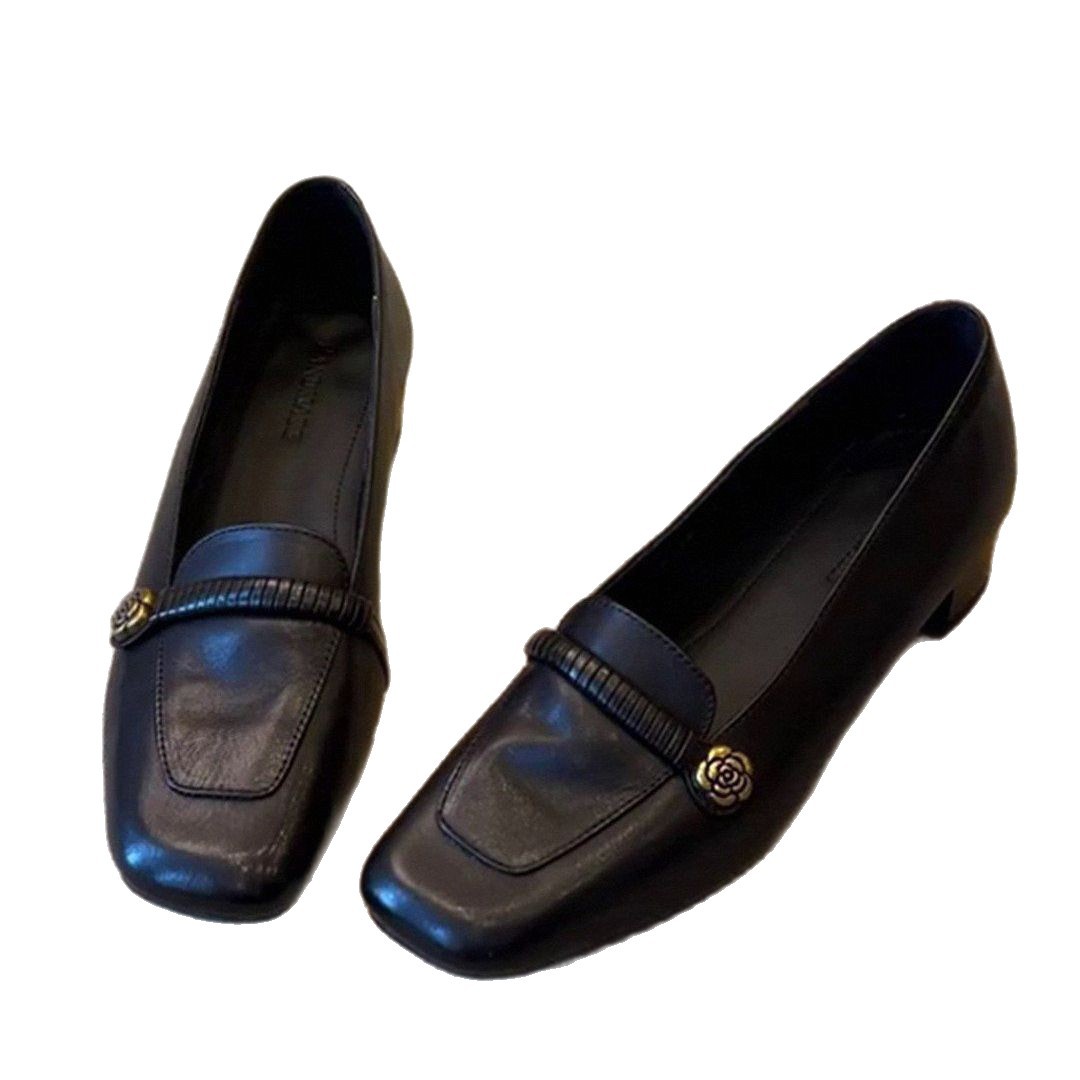 2026 verano nuevo zapatos de un pie Lefour zapatos de cuero retrógrado zapatos de textura simple Lefour zapatos de mujer zapatos de soltero