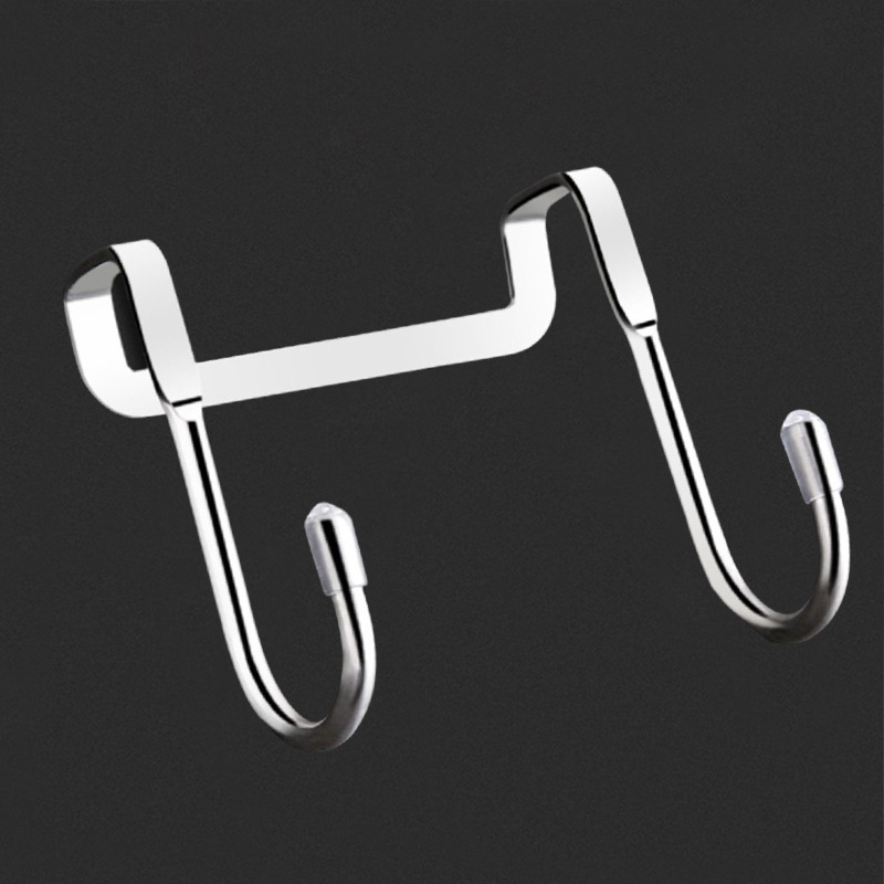 Stainless Steel Punch-Free Cabinet Door Traceless Hook S-Shaped Double Hook Door Back Hanger Door Back Multi-Functional Hook