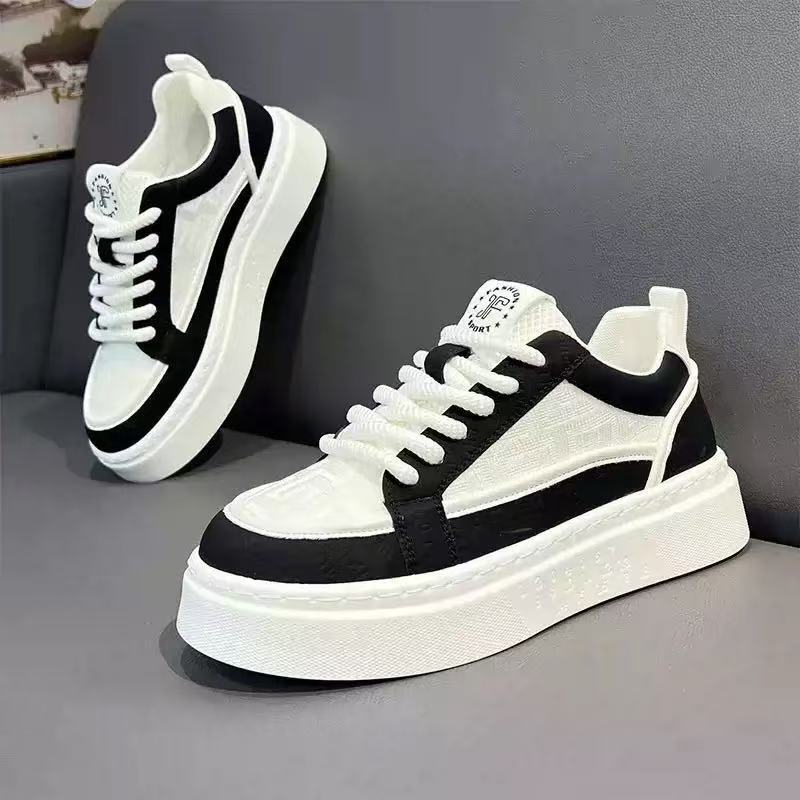 Youth Sports Summer Breathable Trendy Versatile Casual White Sneakers Thick-Soled Cloth Shoes White Shoes Men's Shoes
