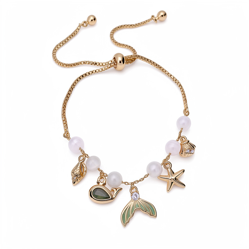Piedra de ojo de gato, collar de piedra, estrellas de mar, conchas, pulseras de cola de pescado, pulseras de lujo ligeras, accesorios de vacaciones, joyas de mano image 6