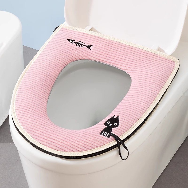 洗えるトイレマット 秋冬用 厚手トイレマット 家庭用トイレカバー 持ち運び可能なジッパー式トイレマット|undefined