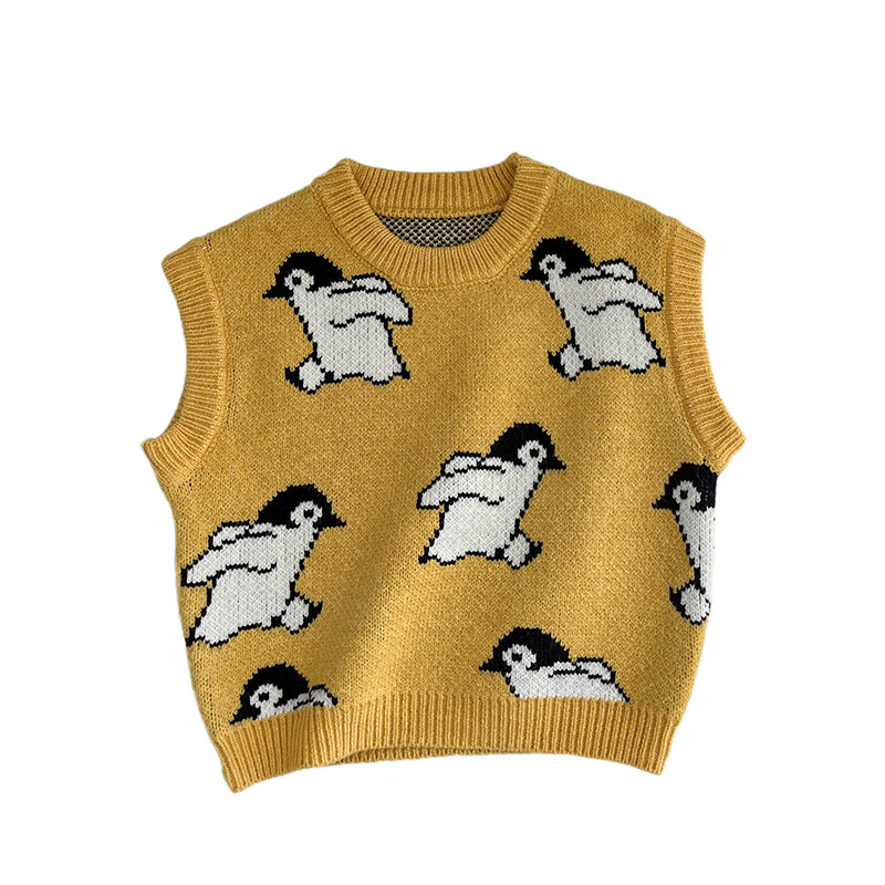 Primavera y otoño coreano chaleco suéter para bebés, suéter para niños, chaleco de estilo extranjero, chaleco de punto para bebés