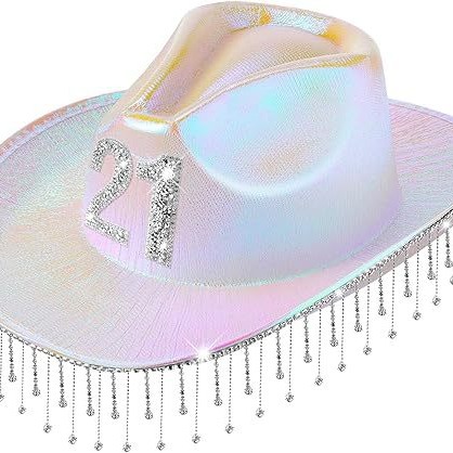 Disco Ball Ball Ball Ball Sombrero de vaquero colorido Espejo plateado Sombrero de copa con flecos de despedida de soltero Sombrero de diamantes de boda BRIDE