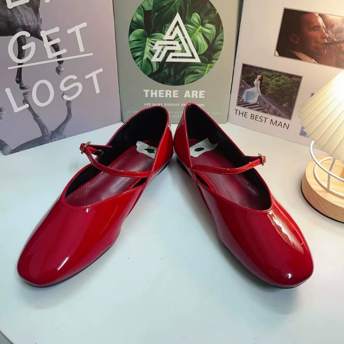 Красные балетные туфли Z Flat Shoes женские 2025 год Patent Leather Mary Jane плоские ботинки женские обувь легкая и удобная