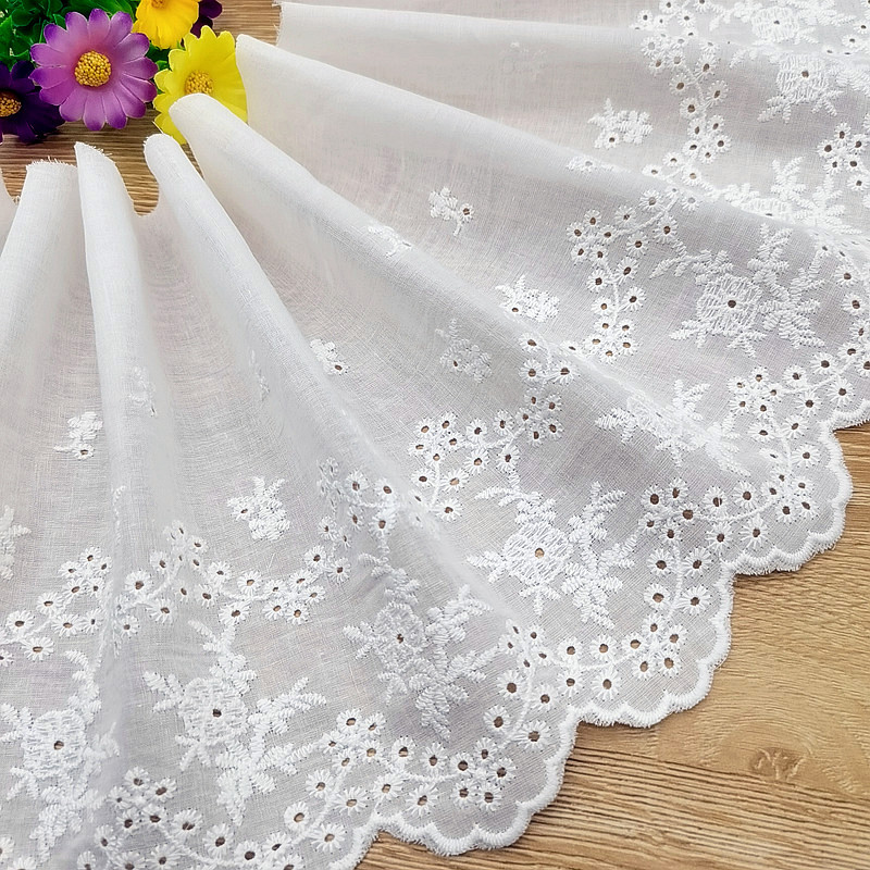 新款现货批发米白色棉布刺绣服装纺织辅料家居装饰洛丽塔裙摆面料