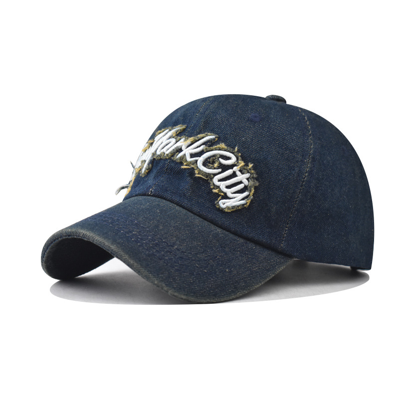 Lavados coreanos para hacer viejas letras bordadas sombreras de béisbol de la ciudad de Nueva York personalidad masculina y femenina sombrera de lengua de pato image 6