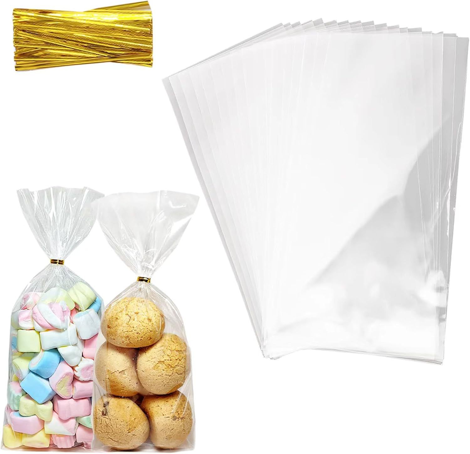 Lotes transparentes de bolsas de vidrio cóncavas insertadas en bolsas de plástico de bolsillo plano de pan dulces palomitas de maíz
