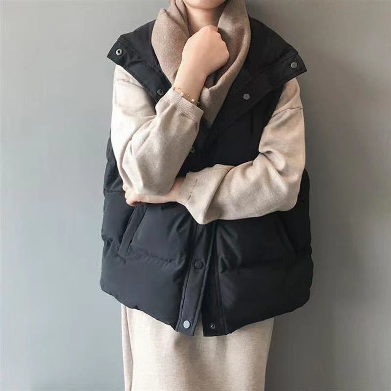 2023 Otoño e Invierno Nuevo estilo coreano suelto corto abajo Chaleco de algodón abrigo de las mujeres todo fósforo chaleco abrigo de pan