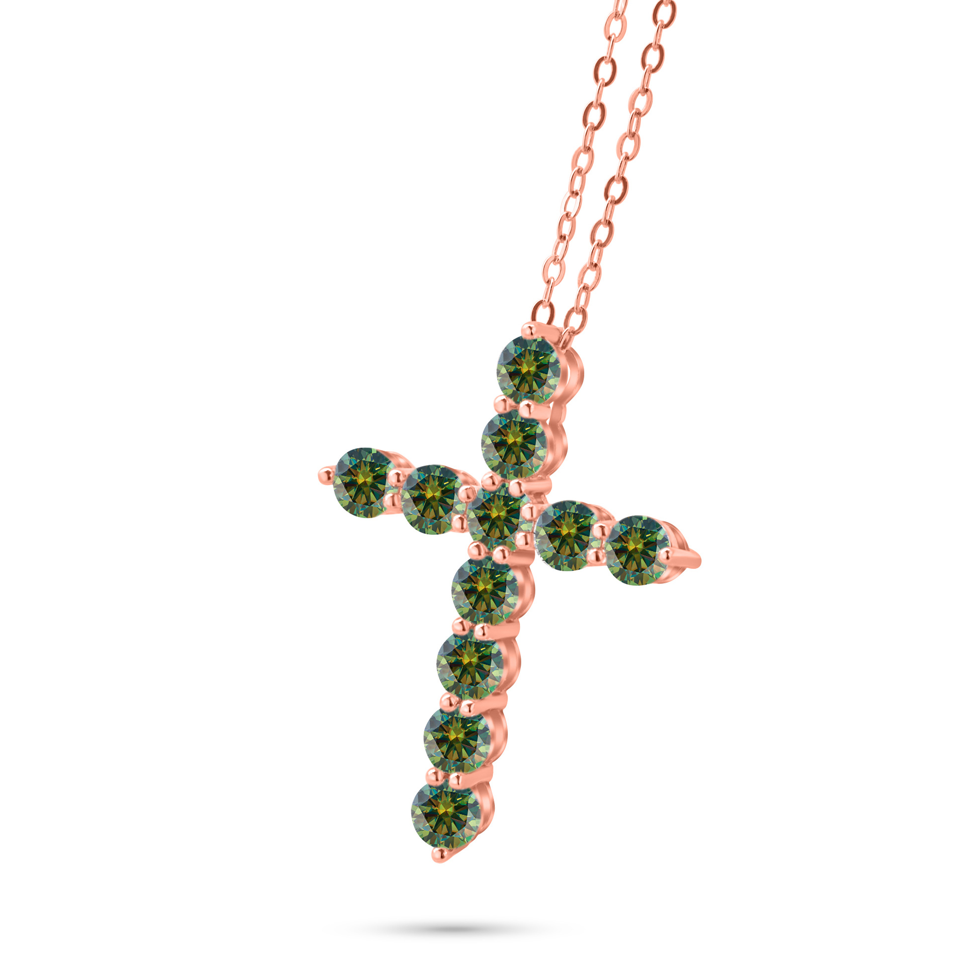 3mm - 4mm collar de cruz de color azul de piedra de mozanita de plata esterlina de lujo ligero collar clavícula colgante de cruz