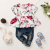 Autumn top, denim set, European style, children's clothing, wholesale