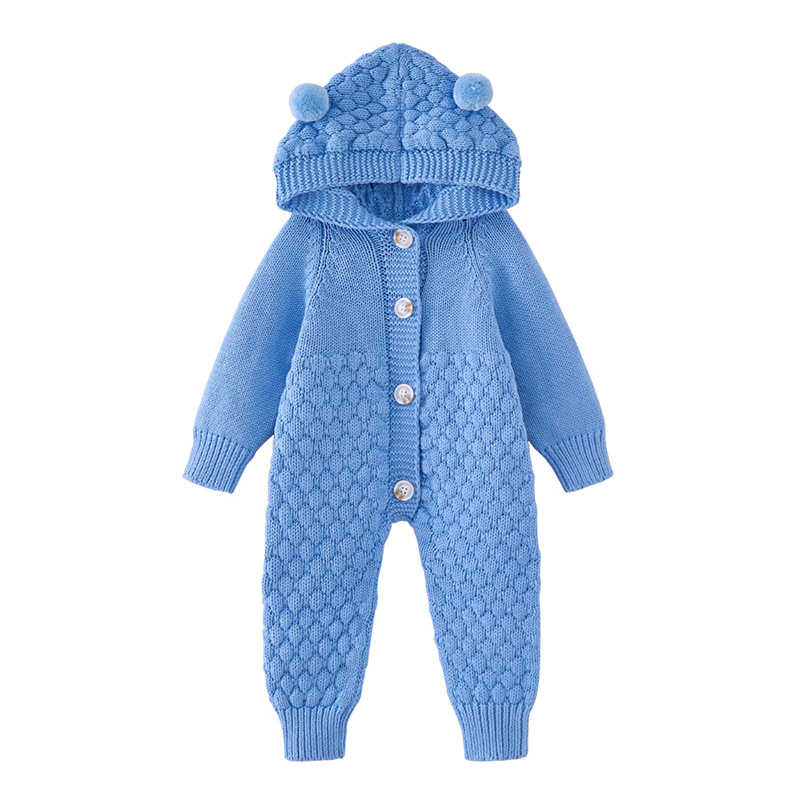 Bebé con capucha de punto mameluco suéter de primavera y otoño niños y niñas suéter de algodón mameluco infantil mono de invierno