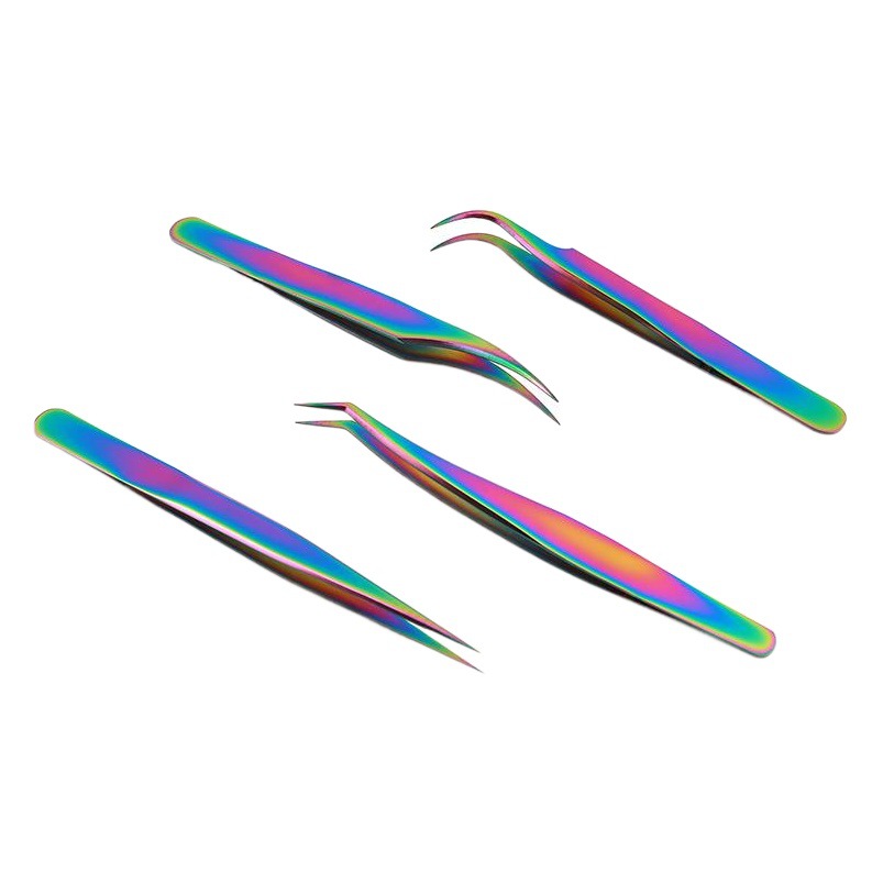 Eyelash Tweezers Grafting Eyelash Special Stainless Steel False Eyelash Auxiliary Tool Gold Feather Clamp suit Eyelash Tweezers