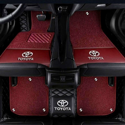 Suitable for Toyota Corolla, Ayaqaltılar (Kovriklər) - rav4-rongfang-with-car-logo-double-layer-black-red