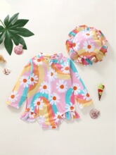 D 59304 Children's Floral Print Swimsuit ��ͯӾ�� ����