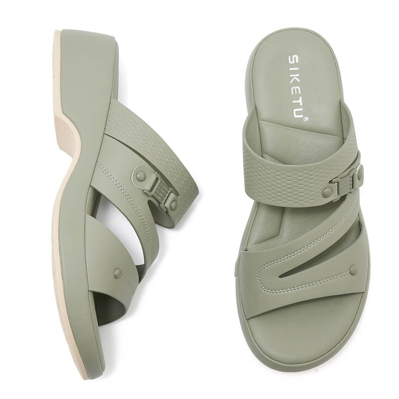 Dép sandal nữ quai chữ V đế xuồng đi biển chống trượt cỡ lớn V222-2 — Màu đen, Màu xanh lá, Màu mơ chi tiết 29