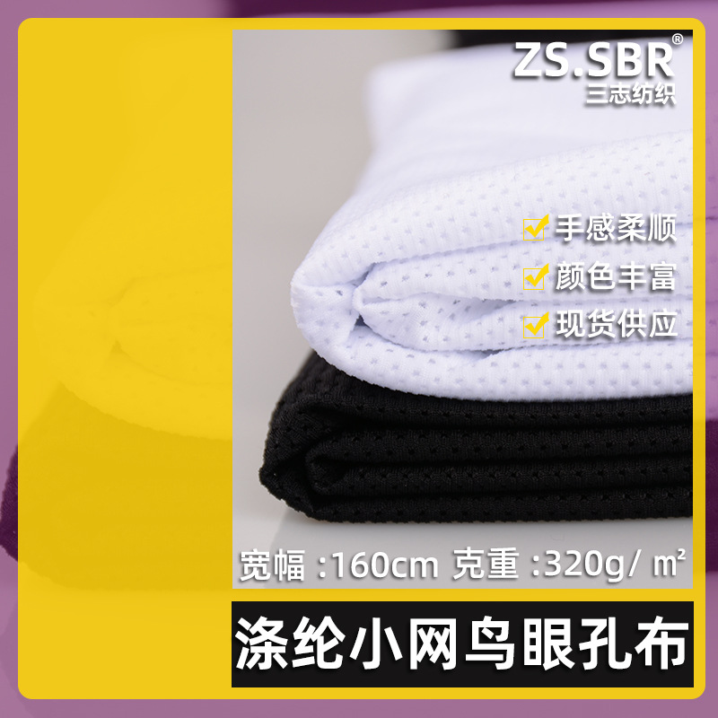 厂家供应涤纶网眼布料 弹力服装内衣透气鸟眼布料 手套小网孔网布