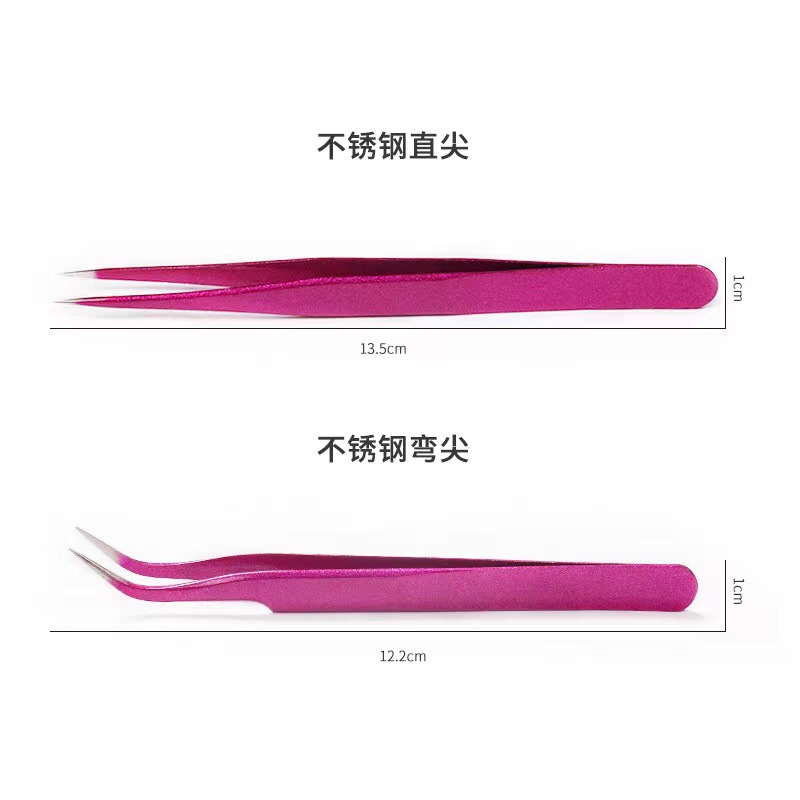 Suministro directo transfronterizo arte de uñas galvanoplastia de precisión de acero inoxidable Rosa Roja pinzas puntiagudas codo clip diamante arte de uñas pinzas antiestáticas
