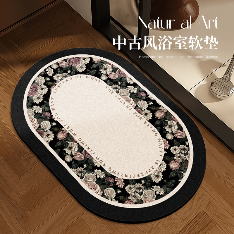 alfombra de suelo de baño inodoro de barro de diatomeas fuerte absorción de agua cojín de pie de puerta de baño gabinete de baño alfombra antideslizante