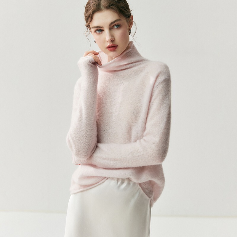 French-Style Gentle White Turtleneck Cashmere Knit Base Sweater for Women, Autumn and Winter Soft and Cozy Inner Sweater Top