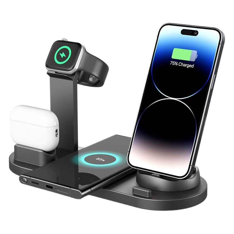 Cargador inalámbrico popular transfronterizo para teléfonos móviles, soporte de carga para auriculares, soporte para reloj, cargador inalámbrico multifunción tres en uno