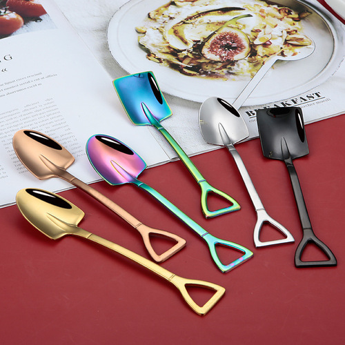 Internet celebrity creative retro shovel coffee spoon stainless steel dessert spoon watermelon spoon ice cream ice cream cake spoon