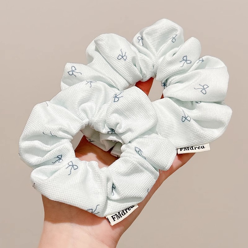 Haiyan Blue Bowknot Colorrect Hairy Circle para la cabeza femenina Cuerda de alta elasticidad para atar la cabeza de la bola Banda de goma de la cabeza de la cola de caballo baja Cuerda para el cabello tocado